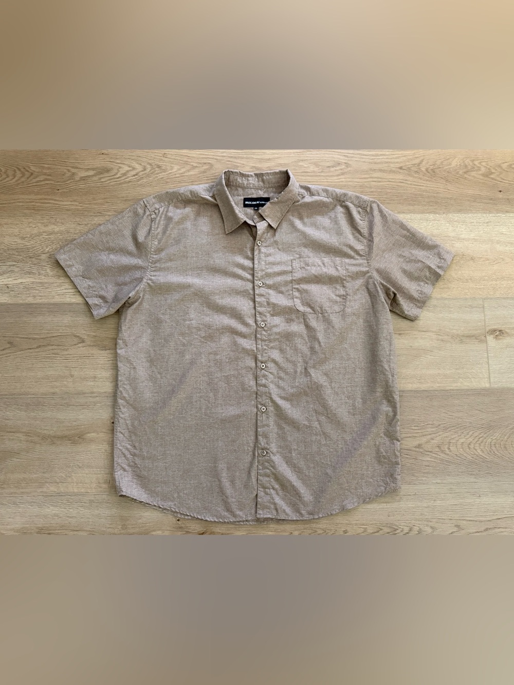 Molokai Surf Co Taupe Cotton Blend Button Up Shirt Men’s 2XL Casual